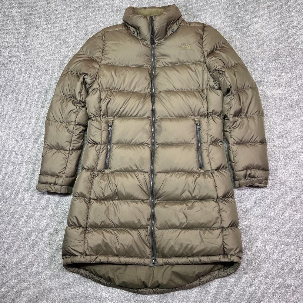 The North Face Metropolis Parka III Coat Womens M Green 550 Down Puffer Zip Long